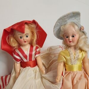 Vintage 1960's Dolls with Red and Yellow Dresses RARE